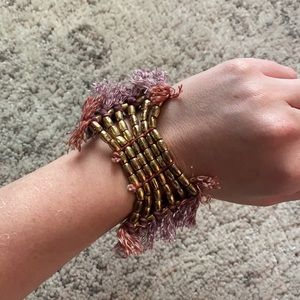 ✌🏼Free People Wooden Bead Fringe Tassel Bracelet
